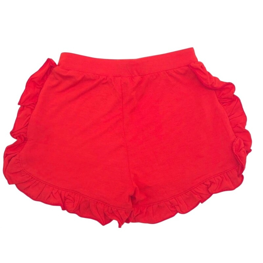 BambooBud Ruffle Trim Shorts Girls 2T Red Viscose Bamboo Spandex Soft Stretchy